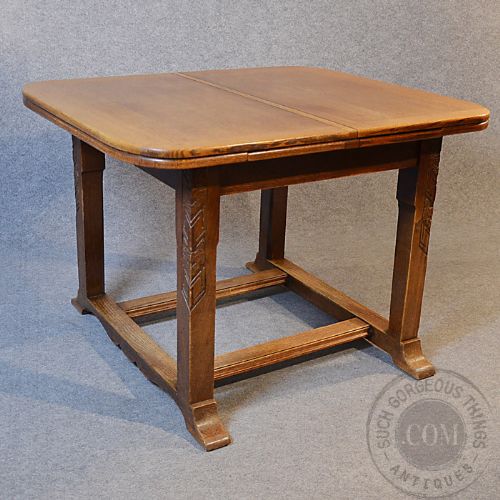 fig 2. Antique Oak Kitchen Dining Table Extending Draw Leaf 4-6 Seater Edwardian c1910