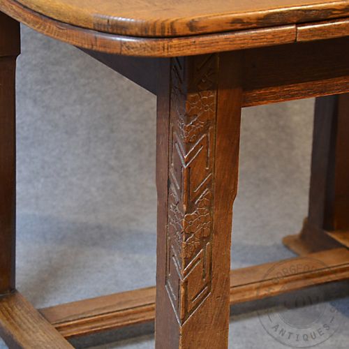fig 3. Antique Oak Kitchen Dining Table Extending Draw Leaf 4-6 Seater Edwardian c1910