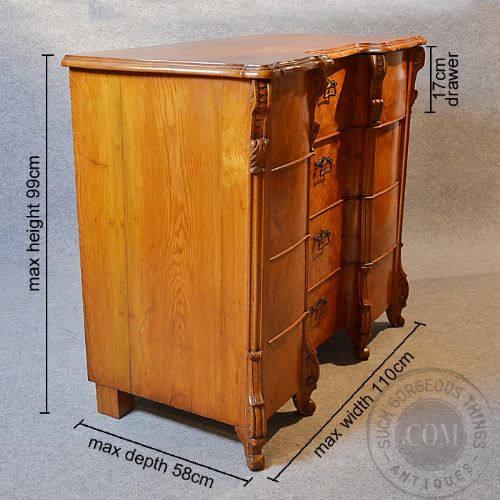 fig 1. Antique Chest of Drawers Large Burr Walnut Serpentine Top Quality Austrian c1900