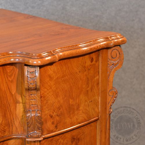 fig 3. Antique Chest of Drawers Large Burr Walnut Serpentine Top Quality Austrian c1900