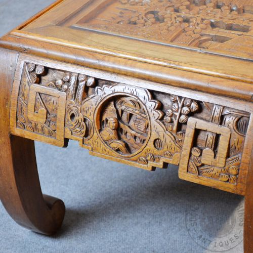 fig 2. Antique Coffee Table Glass Top Low Sofa Magazine Lounge Oriental Asian c1920