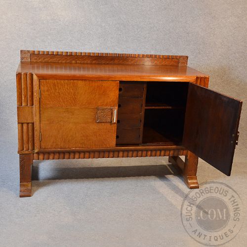 fig 2. Antique Sideboard Dresser Art Deco Quality Oak Buffet Cabinet c1930