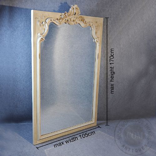 fig 1. Antique Large Wall or Floor Mirror Overmantle Ornate French Looking Glass c1920
