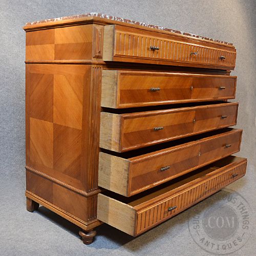 fig 2. Antique Chest of Drawers Large Oak Marble Top Quality Vintage European c1900
