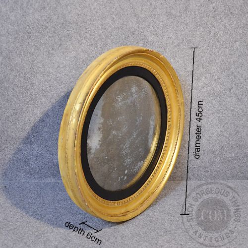 fig 1. Antique Convex Wall Mirror Regency English Circular Round Looking Glass c1820
