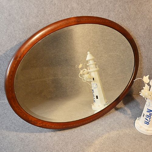 Antique Mirror Oval Wall Victorian English Bevelled Looking Glass C1880