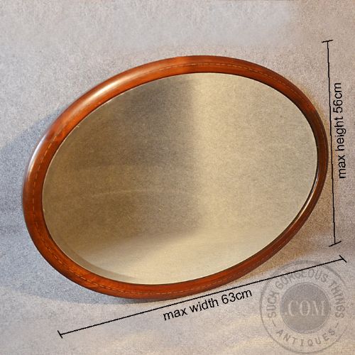 fig 1. Antique Mirror Oval Wall Victorian English Bevelled Looking Glass c1880