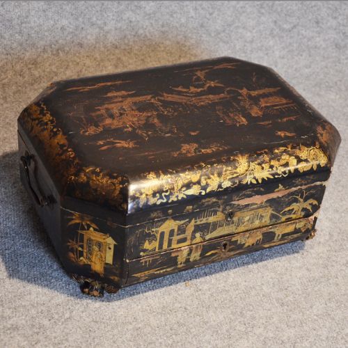 Antique Jewelry Box Victorian Jewellery Chinoiserie Ladies Trinket Writing C1850