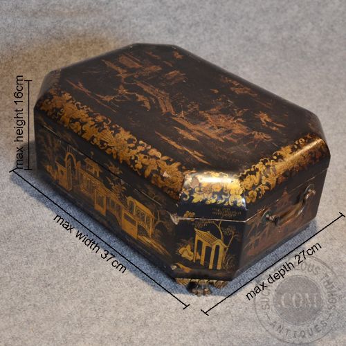 fig 1. Antique Jewelry Box Victorian Jewellery Chinoiserie Ladies Trinket Writing c1850