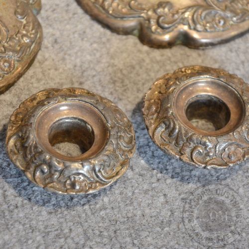 fig 2. Antique Candelabra Edwardian Pair of Silver Plated Ornate Candle Sticks c1910