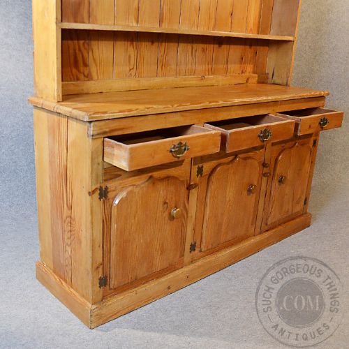 fig 2. Antique Victorian Pitch Pine Dresser Welsh Country Kitchen Display Cabinet c1900