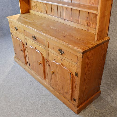 fig 4. Antique Victorian Pitch Pine Dresser Welsh Country Kitchen Display Cabinet c1900