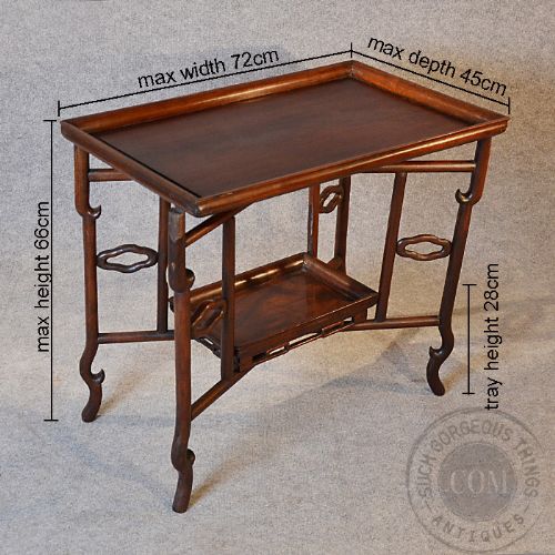 fig 1. Antique Butlers Tray Serving Table On Folding Stand Colonial Oriental c1850