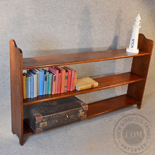 fig 2. Antique Bookcase Display Shelves Open Library Cabinet Victorian Mahogany c1900