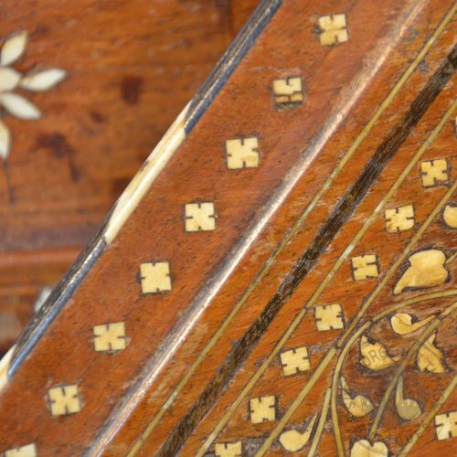 fig 2. Antique Side Table Moorish Inlaid Octagonal On Folding Stand c1900