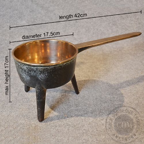 fig 1. Antique Bronze Posnet Tripod Skillet Porringer Quality Original English c1750