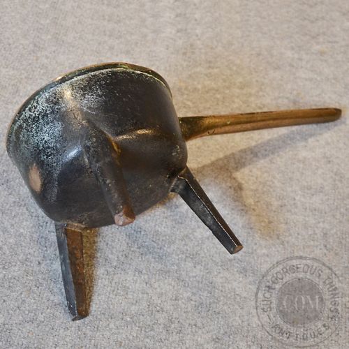fig 2. Antique Bronze Posnet Tripod Skillet Porringer Quality Original English c1750