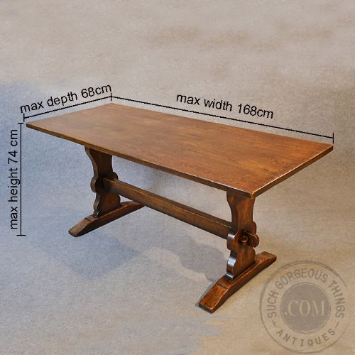 fig 1. Antique Victorian Oak Kitchen Dining Table Country English Refectory c1880