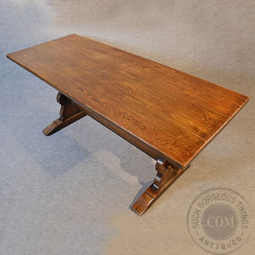 fig 2. Antique Victorian Oak Kitchen Dining Table Country English Refectory c1880