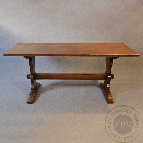 fig 3. Antique Victorian Oak Kitchen Dining Table Country English Refectory c1880