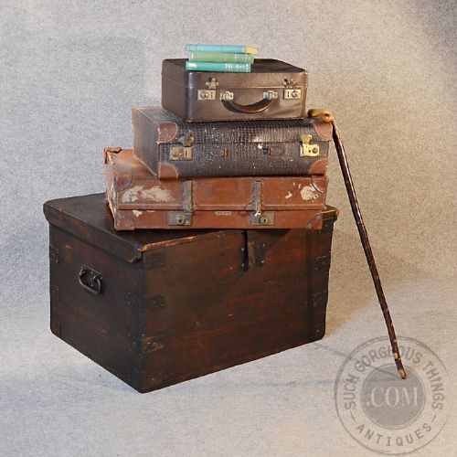fig 2. Antique Coffee Table Blanket Chest Trunk Victorian Railway Mail Strong Box c1880