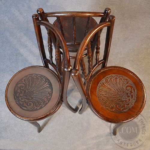 fig 3. Art Deco Bentwood Set of 3 Vintage Kitchen Dining Cafe Chairs Mundus Kohn c1920