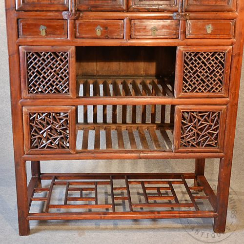 fig 2. Antique Chinese Large Cabinet Larder Display Wine Linen Storage Asian Elm c1880