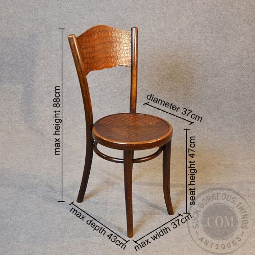 fig 1. Thonet Original Art Deco Bentwood Kitchen Dining Cafe Chair Embossed Seat c1930