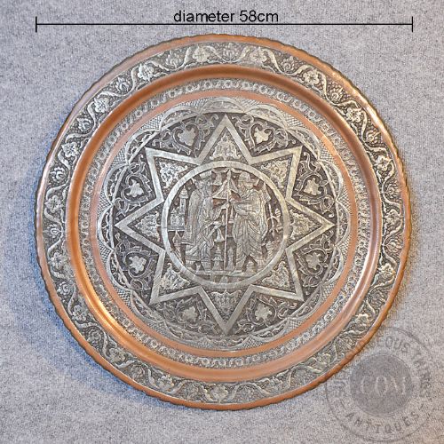 fig 1. Antique Copper Pewter Serving Tavern Serving Tray c1800