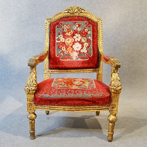 fig 2. Antique French Gilt Frame Armchair Salon Boudoir Chair c1900