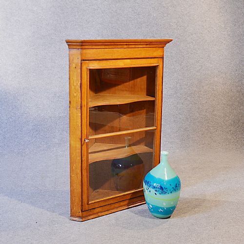 Corner Cupboard Glazed Wall Display Cabinet Golden Oak Antique Victorian C1900