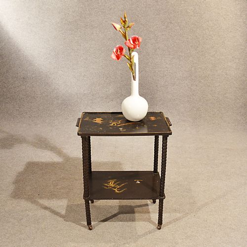 fig 2. Antique What Not Asian Serving Display Table Oriental Ebonised c1900