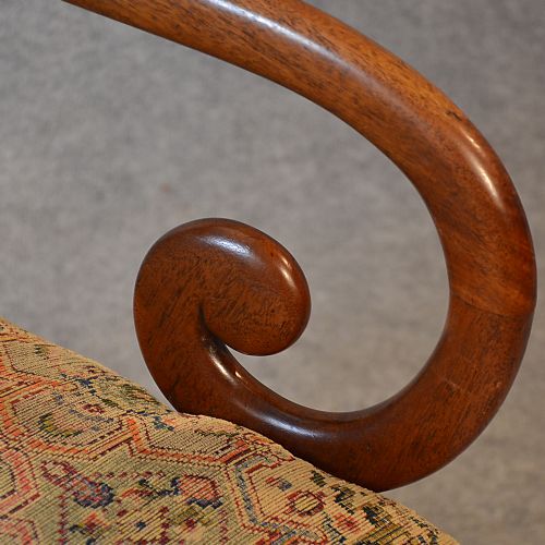 fig 3. Antique Desk Study Chair Scroll Arm Mahogany Elbow Armchair Office English c1835