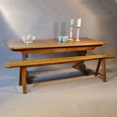 Antique Oak Kitchen Dining Table Country English Refectory 7' Long Quality C1890