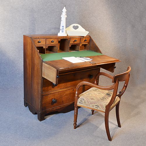 Antique Georgian Writing Bureau Large English Oak Desk Chest C1750