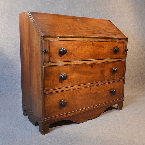 fig 2. Antique Georgian Writing Bureau Large English Oak Desk Chest c1750