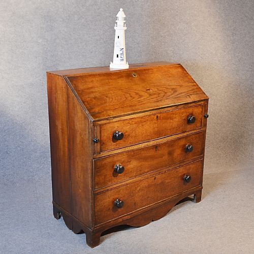 fig 3. Antique Georgian Writing Bureau Large English Oak Desk Chest c1750