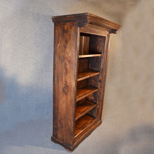 fig 3. Antique Large Bookcase Open Carved Book Library Cabinet Solid Teak c1900