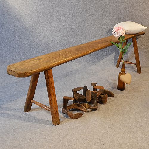Antique Bench Seat Long Ash Form Quality Rustic Country Victorian C1850
