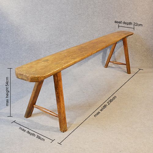 fig 1. Antique Bench Seat Long Ash Form Quality Rustic Country Victorian c1850