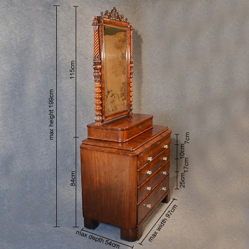 fig 1. Antique Dressing Table Chest of Drawers Superb Quality English c1835