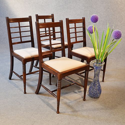 Art Deco Set 4 Four Kitchen or Dining Chairs Mahogany Antique Vintage C1930