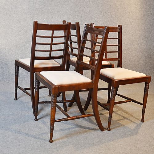 fig 2. Art Deco Set 4 Four Kitchen or Dining Chairs Mahogany Antique Vintage c1930