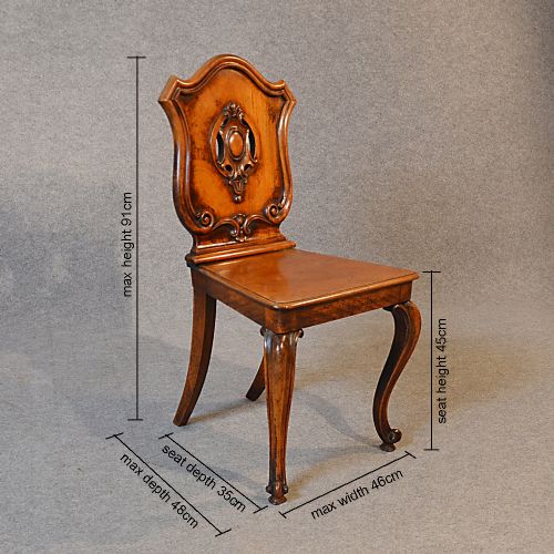 fig 1. Antique Pair Hall Chairs Quality Mahogany Cabriole Leg Victorian English c1860