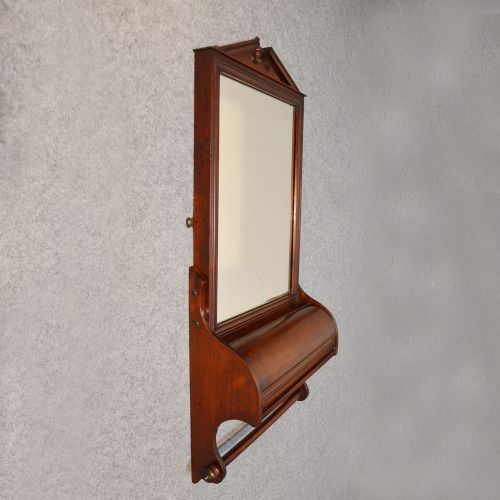 fig 3. Antique Wall Mirror Hall Dressing Vanity Bathroom with Valet Drawer & Rail c1870