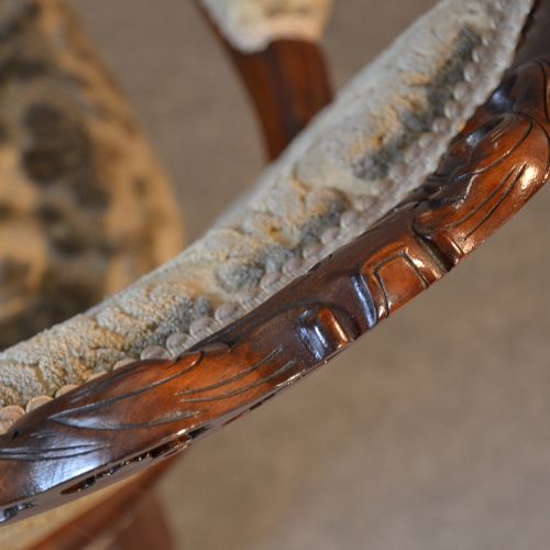 fig 2. Antique Armchair Walnut Victorian English Salon Reading Arm Chair c1870