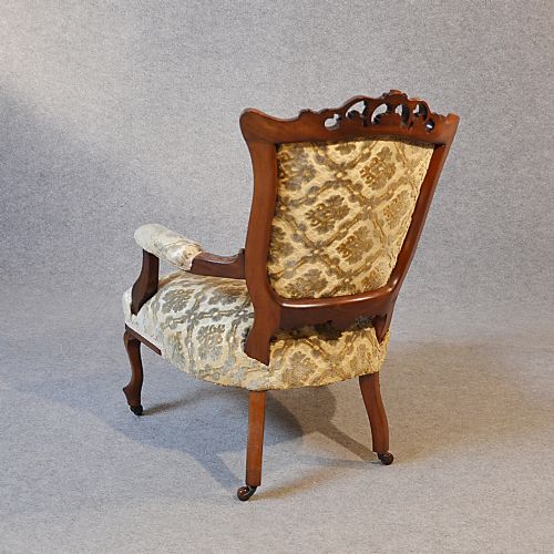 fig 3. Antique Armchair Walnut Victorian English Salon Reading Arm Chair c1870