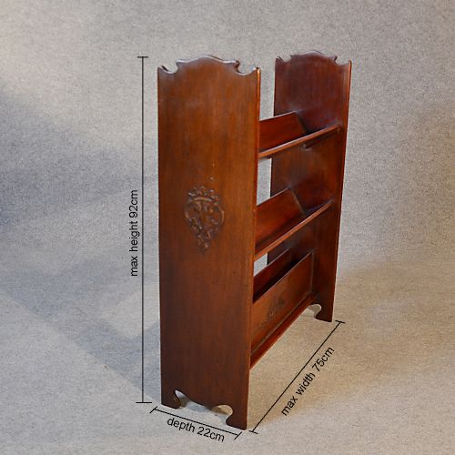 fig 1. Antique Bookcase Book Magazine Rack Library Shelves Victorian Mahogany c1900