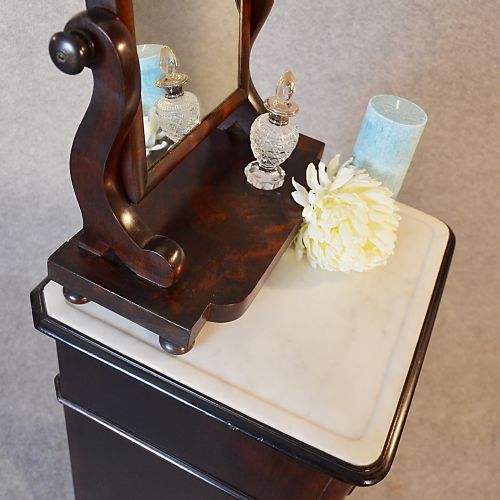 fig 3. Antique Chest Drawers Tall Bedside Cabinet Pot Cupboard Fine Burr Walnut c1850