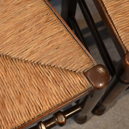 fig 3. Antique Set 6 Quality Oak Kitchen Dining Spindle Back Chairs With Carvers c1900